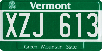 VT license plate XZJ613