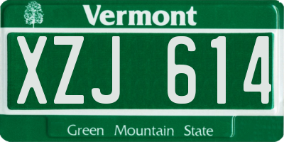 VT license plate XZJ614