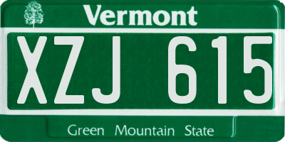 VT license plate XZJ615