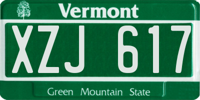 VT license plate XZJ617