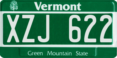 VT license plate XZJ622