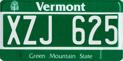 VT license plate XZJ625