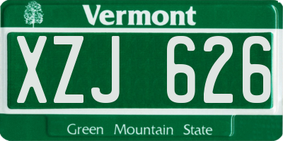 VT license plate XZJ626