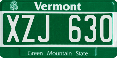 VT license plate XZJ630