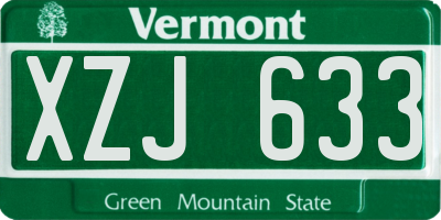 VT license plate XZJ633