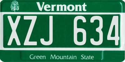 VT license plate XZJ634