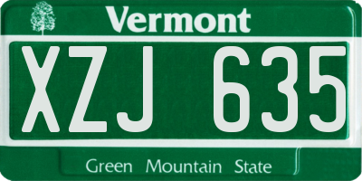 VT license plate XZJ635