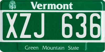 VT license plate XZJ636