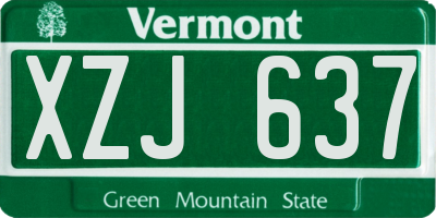 VT license plate XZJ637