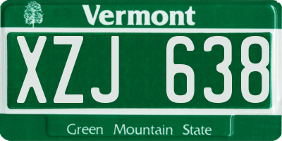 VT license plate XZJ638