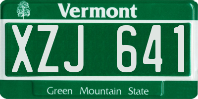 VT license plate XZJ641