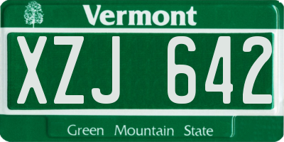 VT license plate XZJ642