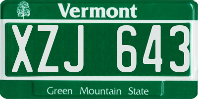 VT license plate XZJ643