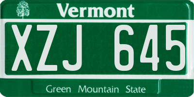 VT license plate XZJ645