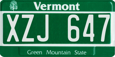 VT license plate XZJ647