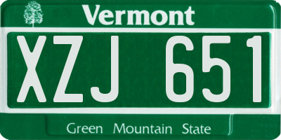 VT license plate XZJ651
