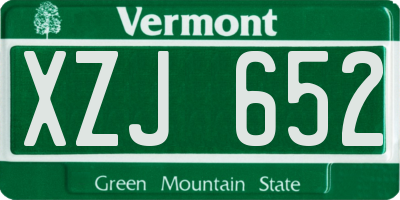 VT license plate XZJ652