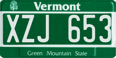 VT license plate XZJ653
