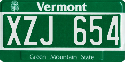 VT license plate XZJ654