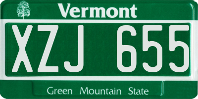 VT license plate XZJ655