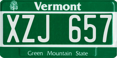 VT license plate XZJ657