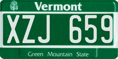 VT license plate XZJ659