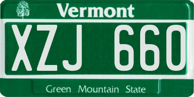 VT license plate XZJ660