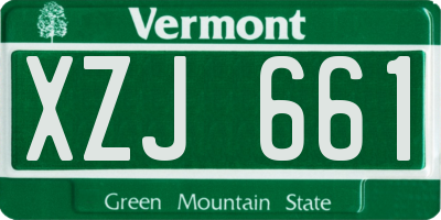 VT license plate XZJ661