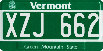 VT license plate XZJ662