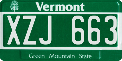 VT license plate XZJ663
