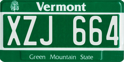 VT license plate XZJ664