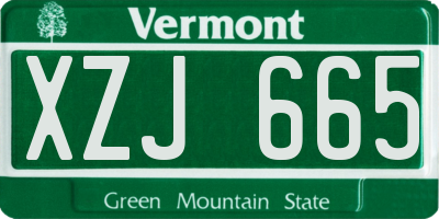 VT license plate XZJ665