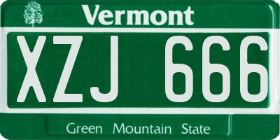 VT license plate XZJ666