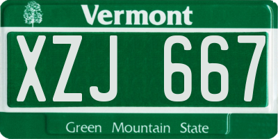 VT license plate XZJ667