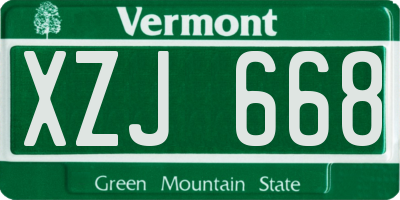 VT license plate XZJ668