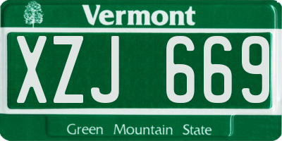 VT license plate XZJ669