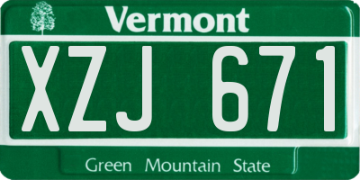 VT license plate XZJ671