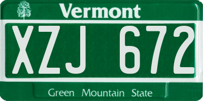 VT license plate XZJ672