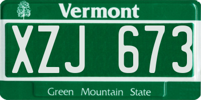 VT license plate XZJ673