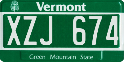 VT license plate XZJ674
