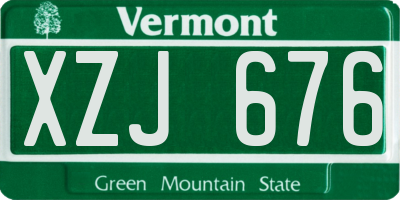 VT license plate XZJ676