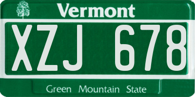 VT license plate XZJ678