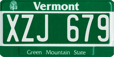 VT license plate XZJ679