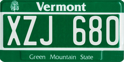 VT license plate XZJ680