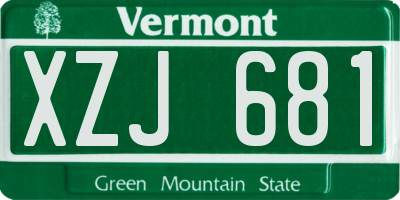VT license plate XZJ681