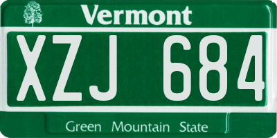 VT license plate XZJ684