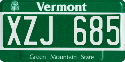 VT license plate XZJ685
