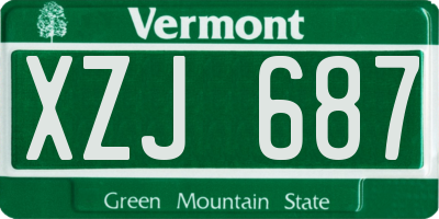 VT license plate XZJ687