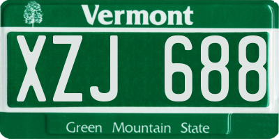 VT license plate XZJ688