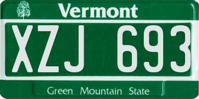 VT license plate XZJ693